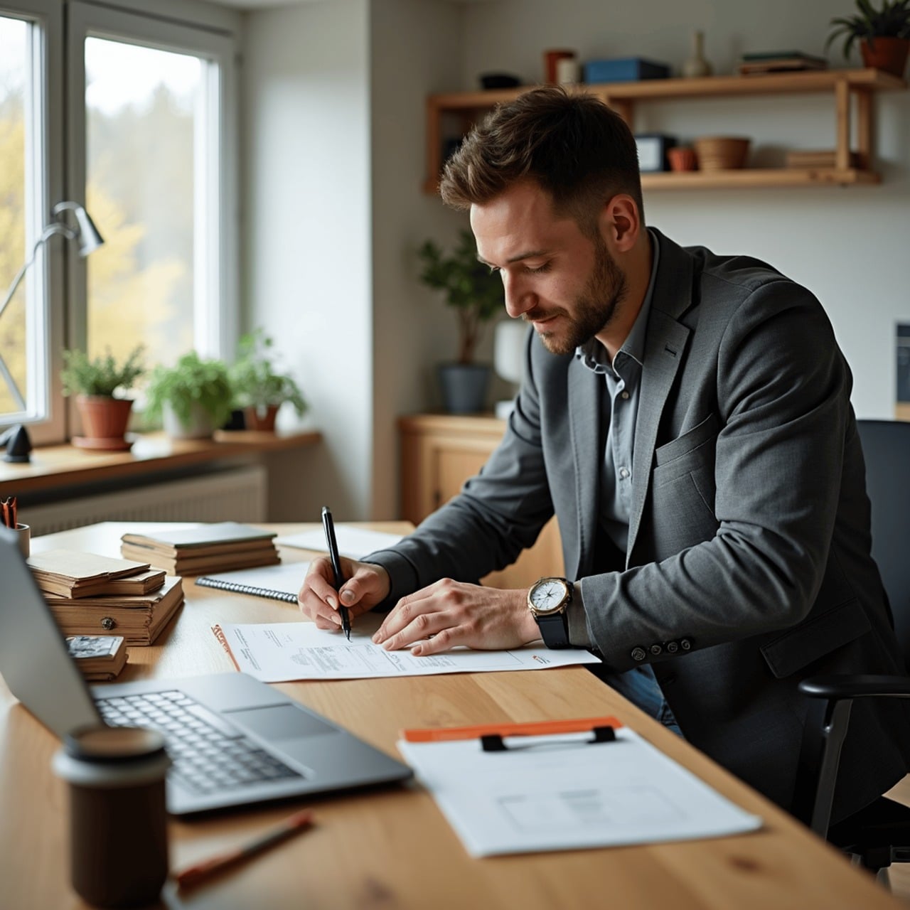 Small business owner at a laptop
